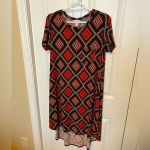 LuLaRoe Carly dress, black mint coral print
